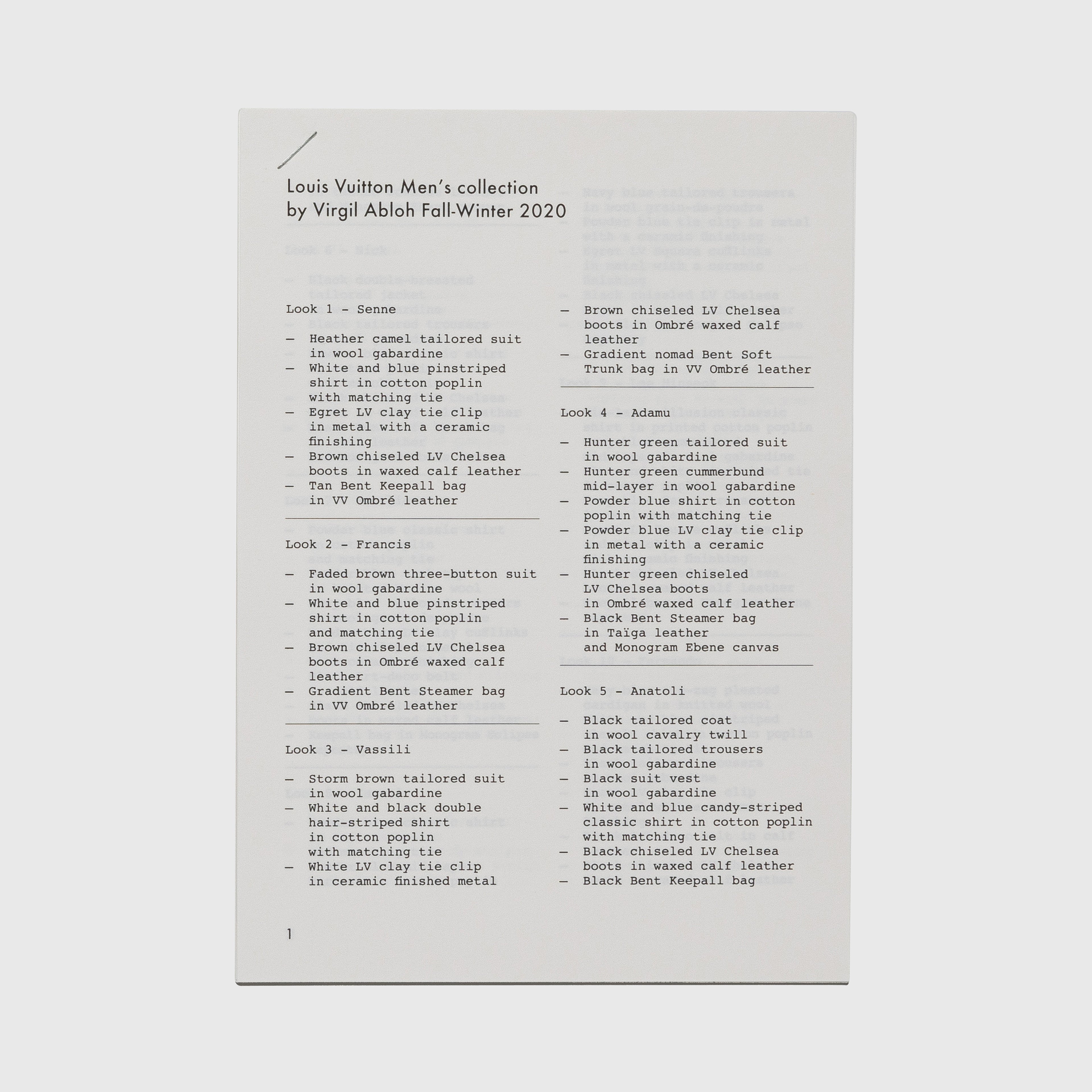 Louis Vuitton 4 fashion show notes book by Virgil Abloh