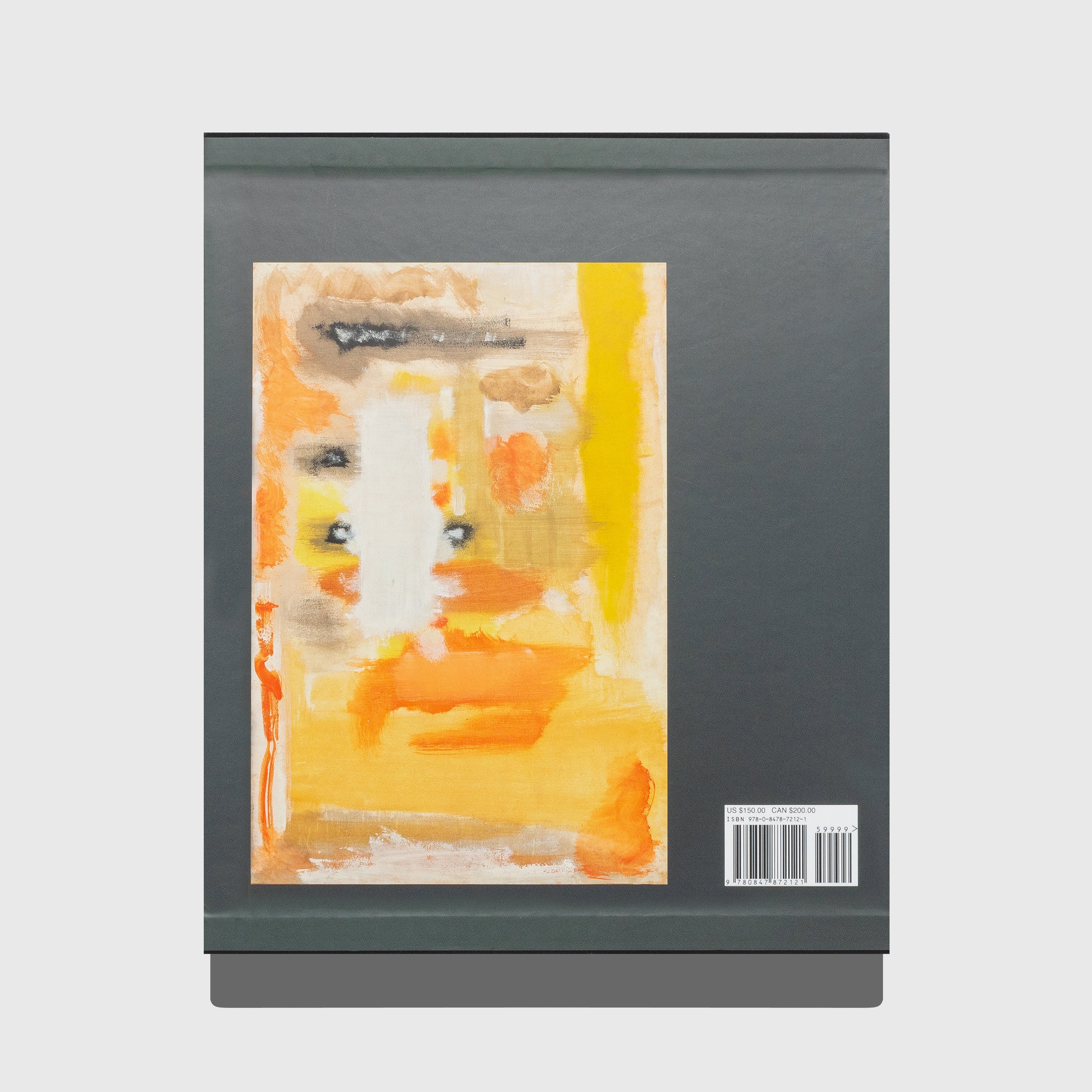 Book with abstract art cover and barcode on a gray background. Mark Rothko art book published by Rizzoli Electa.