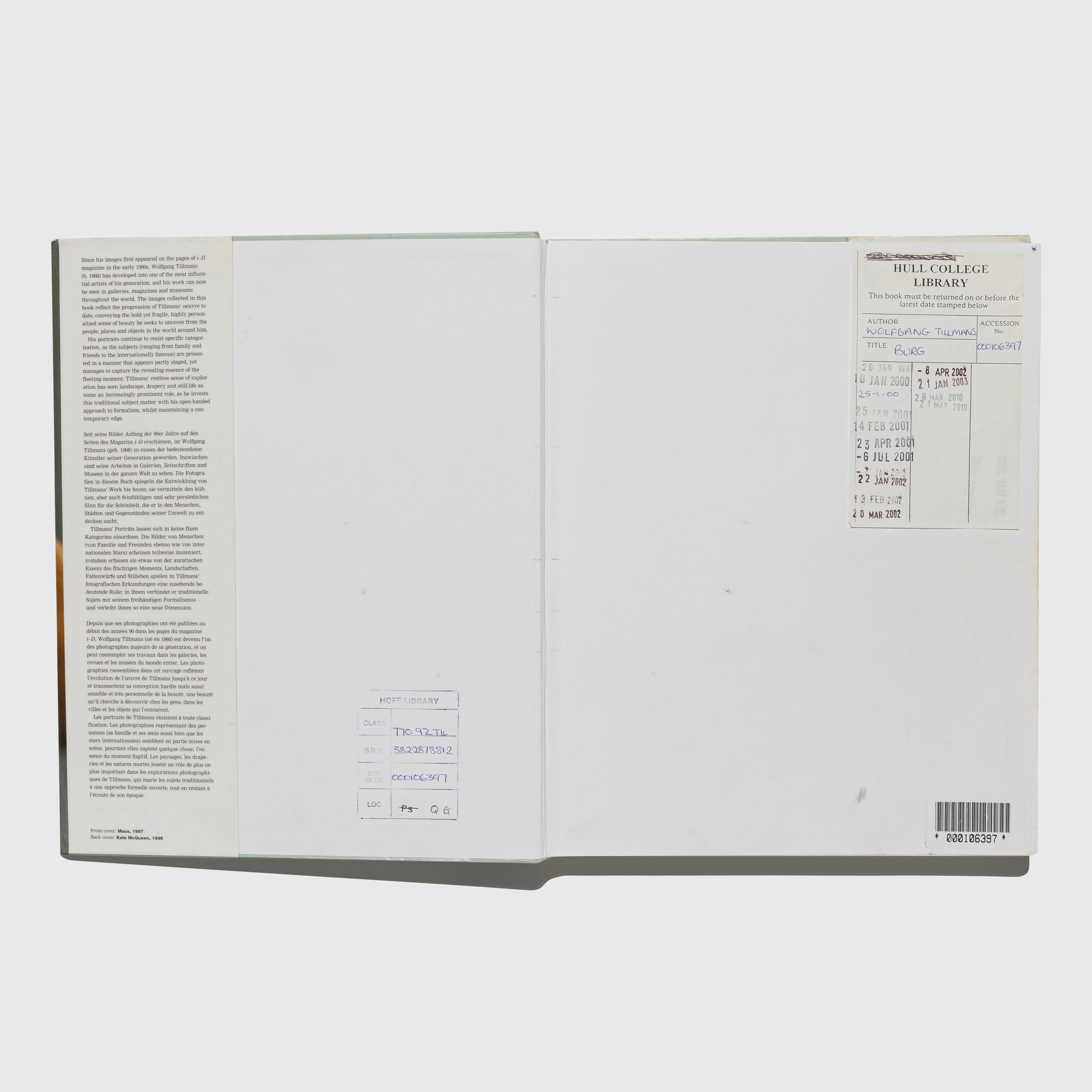 Burg photography book by Wolfgang Tillmans.